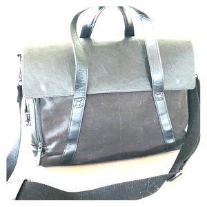 Black Canvas and Faux Leather unisex laptop case